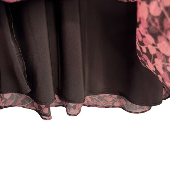 VTG‎ Liz & Co. Cottagecore Whimsigoth Brown Floral Vines A-Line Skirt Size 14 - Picture 7 of 8